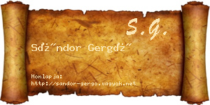 Sándor Gergő névjegykártya